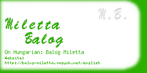 miletta balog business card